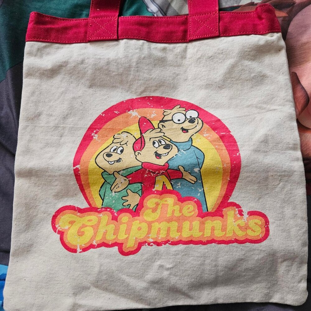 Loungefly Alvin and the Chipmunks Vintage Worn 2004 Tote Bag 14.25" x 13.25"
